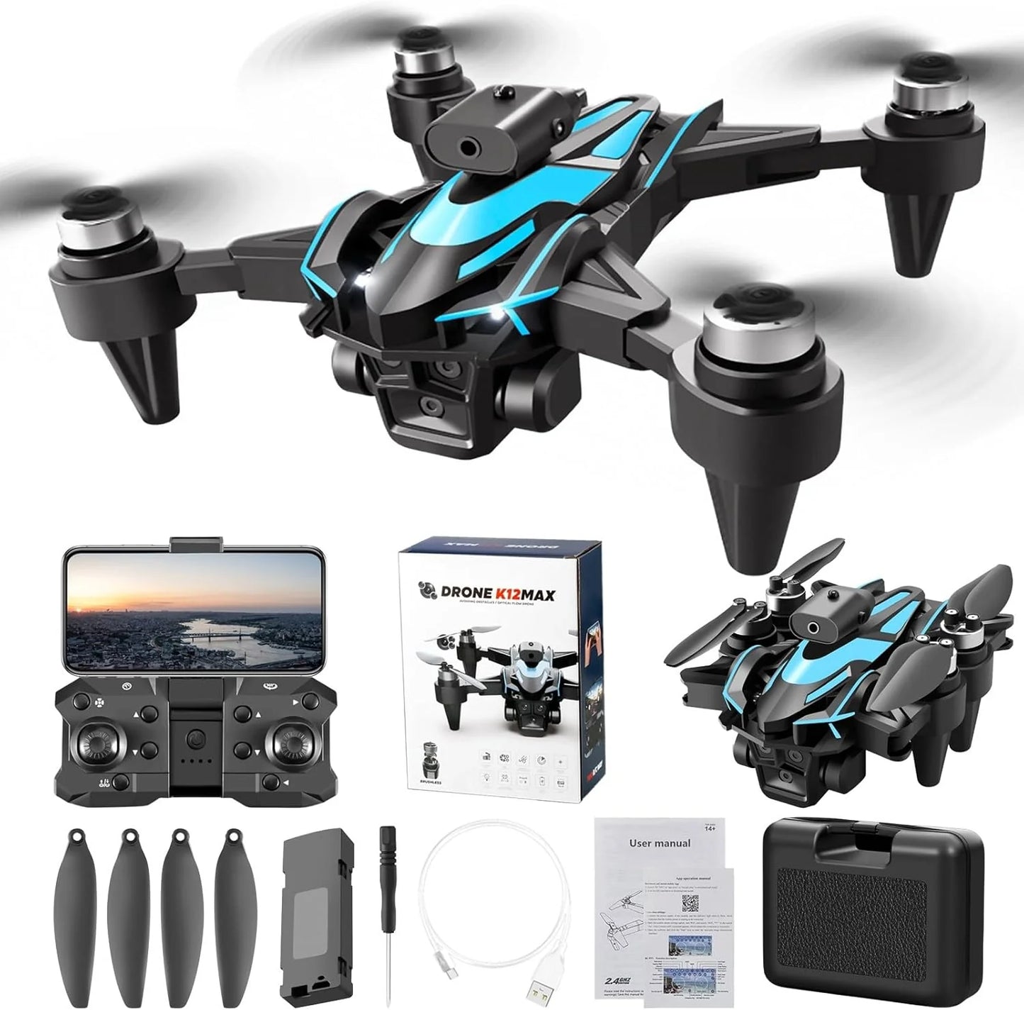 Brushless Motor Drone with 1080P Camera, Wind Resistance, Headless Mode, Gesture Control, and FPV – Ideal Quadcopter for Adults and Beginners